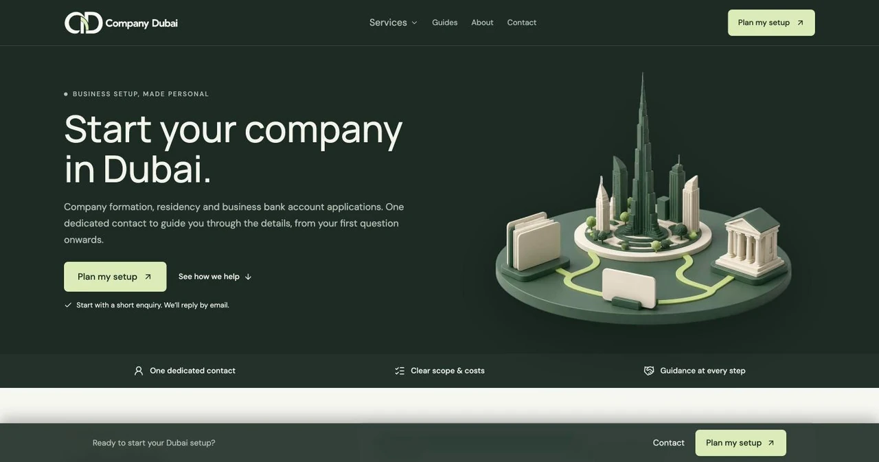 Company Dubai website for company setup in Dubai