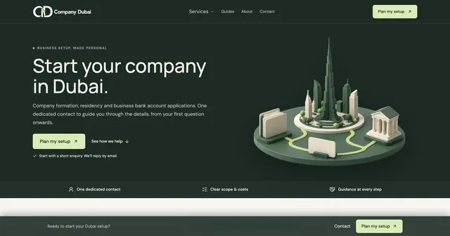 Screenshot of the Company Dubai website